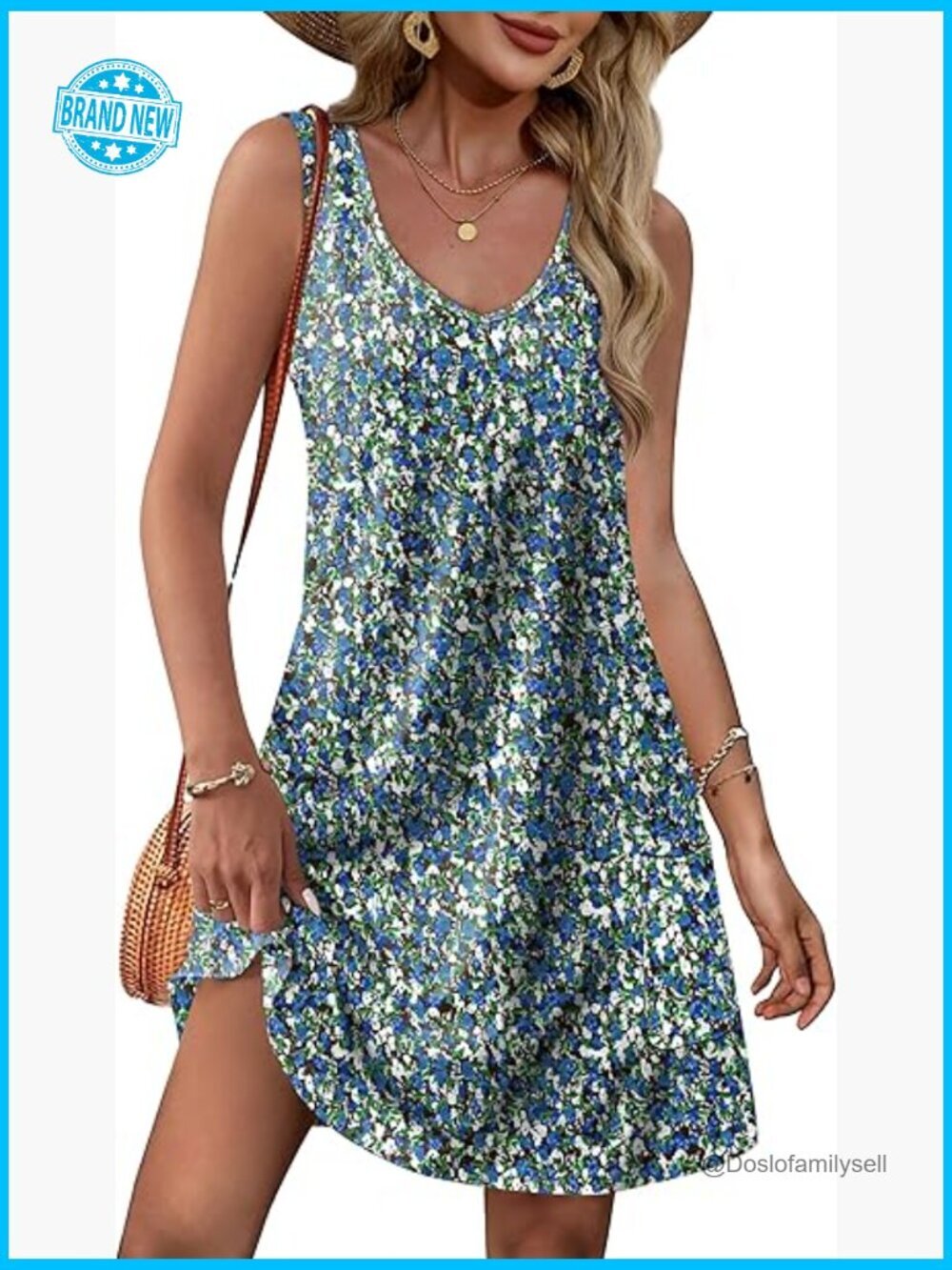 Loose V Neck Sleeveless Sundress with Pockets Swimsuit Coverup